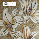 TST Mosaic Mural White Lily Flower Parquet Customized Art Wall