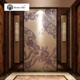 TST Mosaic Mural Chinese Traditional Folding Fan Blossom Flower Wall Deco Fire Place