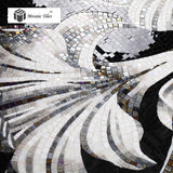 TST Mosaic Mural Black & White Lily Flower Parquet Modern Unique Wall Deco
