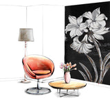 TST Mosaic Mural Black & White Lily Flower Parquet Modern Unique Wall Deco