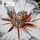 TST Mosaic Mural White Kapok Beautiful Flower Parquet Unique Design