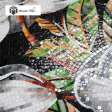 TST Mosaic Mural White Kapok Beautiful Flower Parquet Unique Design