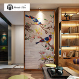 TST Mosaic Mural Nature Spring Birds Interior Art Wall Parquet Design