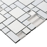 Wall Backsplash Tile Black Glass Silver Metal Iridescent Vibrant Colors for Kitchen Bathroom Shower Accents Walls【Pack of 5 Sheets】
