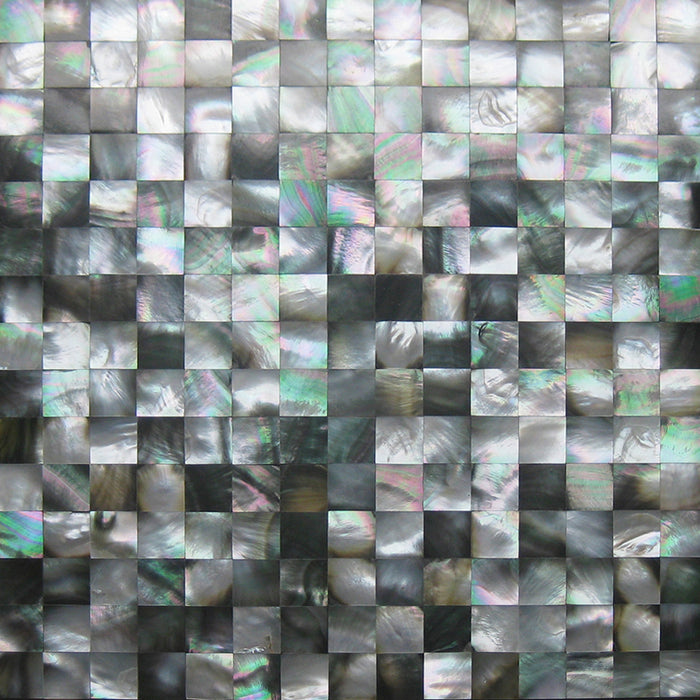 TST Black Lip Mother Of Pearl Tile Black Silver Green Squared 4/5'' Chips Deapwater Seashell Pad Tile