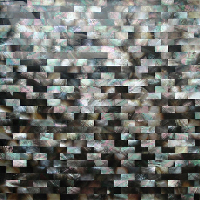 TST Black Lip Mother Of Pearl Tile Iridescent Glittering Black Silver Green Subway Nature Seashell Pad Tile