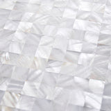 TST Mother Of Pearl Tiles White Squared 4/5'' Chips 2 mm Thick Mesh Mounted