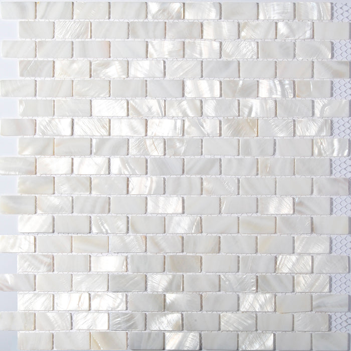 TST Mother Of Pearl Tiles White Subway Interlocking Gliterring Fresh Water Shell Tile