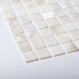 TST Mother Of Pearl Tiles White Squared 4/5'' Chips Natural Iridescent Finish Shell Tiles