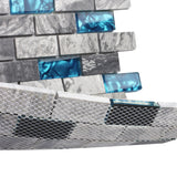 Blujellyfish 1"x2" Subway Mosaic Tile Teal Blue Glass Grey Marble Tile for Wall Backsplash TSTNB03