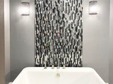 Black Chrome Silver Glass Tile Kitchen Backsplash Art Mosaic Bath Wall【Pack of 5 Sheets】
