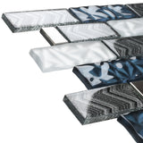 Blujellyfish Subway Glass Tile Teal Blue & White Kitchen Bathroom Wall Backsplash Tile【Pack of 5 Sheets】
