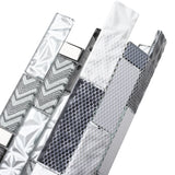 Glass 3D Tiles for Kitchen Bathroom Wall Backsplash Brown Silver Luxury Textured Art Mosaic Interlocking Glass Bricks Accent Tile【Pack of 5 Sheets】
