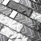 Glass 3D Tiles for Kitchen Bathroom Wall Backsplash Brown Silver Luxury Textured Art Mosaic Interlocking Glass Bricks Accent Tile【Pack of 5 Sheets】