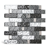 Blujellyfish Subway Glass Tile Teal Blue & White Kitchen Bathroom Wall Backsplash Tile【Pack of 5 Sheets】