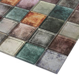 Antique 2'' x 2'' Glass Squared Tile Glazed Red Grey Grid Mosaic Wall Backsplash Tile【Pack of 5 Sheets】