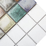 Antique 2'' x 2'' Glass Squared Tile Glazed Red Grey Grid Mosaic Wall Backsplash Tile【Pack of 5 Sheets】