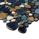 Bluebird Pebbles Tile for Shower Floor Tiles Aqua Cobalt Blue Mosaic Backsplash Tile【Pack of 5 Sheets】