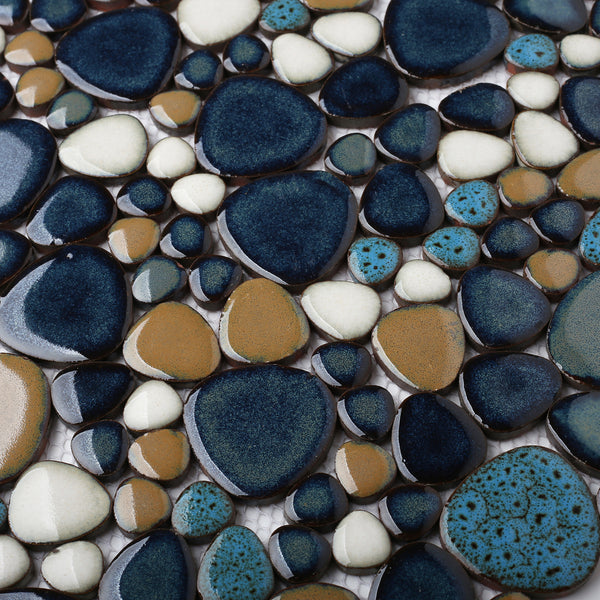 Bluebird Pebbles Tile for Shower Floor Tiles Aqua Cobalt Blue Mosaic B ...