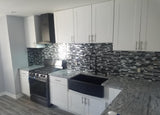 Black Chrome Silver Glass Tile Kitchen Backsplash Art Mosaic Bath Wall【Pack of 5 Sheets】