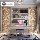 TST Mosaic Collages Golden Flower Pattern Vines Wall Deco Art Mosaics