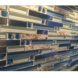 Kitchen Backsplash Bathroom Wall Decor Beach Style Tile Real Seashell Blue Cream White Brushed Steel【Pack of 5 Sheets】