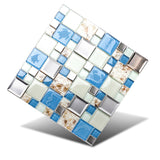 New Idea Glass Tile Marine Animals Beach Style Inner Conch Kitchen Bath Backsplash Accent Art Mosaics for Beach House【Pack of 5 Sheets】
