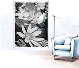 TST Mosaic Murals Black & White Flower Handcraft Unique Art Home Hotel Wall Deco