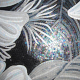 TST Mosaic Murals Black & White Flower Handcraft Unique Art Home Hotel Wall Deco