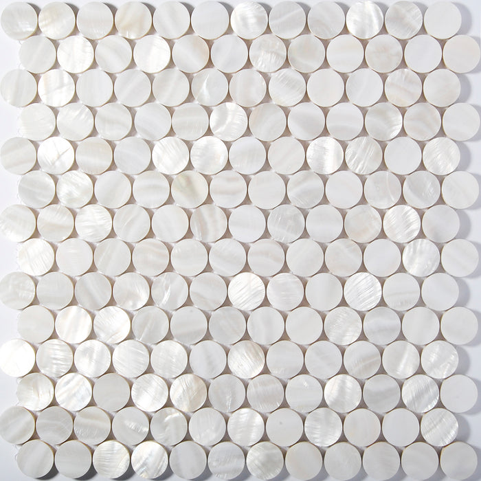 TST Freshwater Shell Pad Tiles White Round Chips Shinning Kitchen Backsplash Bathroom Wall Deco