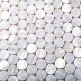 TST Freshwater Shell Pad Tiles White Round Chips Shinning Kitchen Backsplash Bathroom Wall Deco