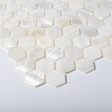 TST Mother Of Pearl Tiles White Hexagon Shinning Wall Deco Backsplash Shell