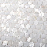 TST Mother Of Pearl Tiles White Hexagon Shinning Wall Deco Backsplash Shell