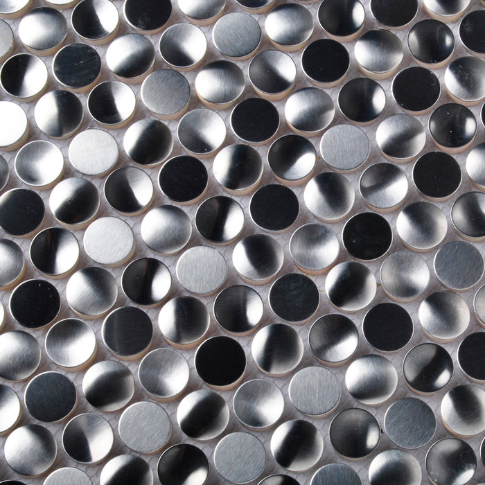 TST Stainless Steel Mosaic Tile Silver Round Chips Backsplash Living Room Wall Decor