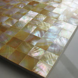 TST Yellow Lip Shell Sea Shell Yellow Gold Seamless Squared Mother Of Pearl Mosaic Tile Backsplash Kitchen Bathroom Wall Mirror Deco