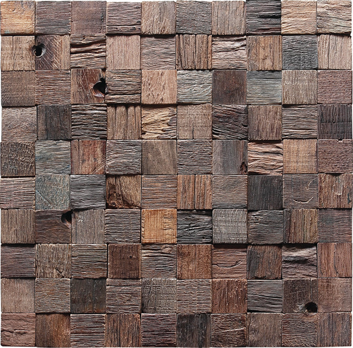 TST  Wooden Squared Mosaic tiles Wall Panel Design Rustic Craftsman with Aesthetic Home Decor