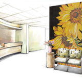 TST Mosaic Mural Sunflowers Parquet Unique Art Background Wall Decor