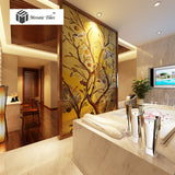 TST Mosaic Mural Golden Flower And Birds Customize Picture Art Parquet Mosaic