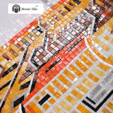 TST Mosaic Murals Yellow Painting Tower Old Town Hand Made Customized Wall Deco