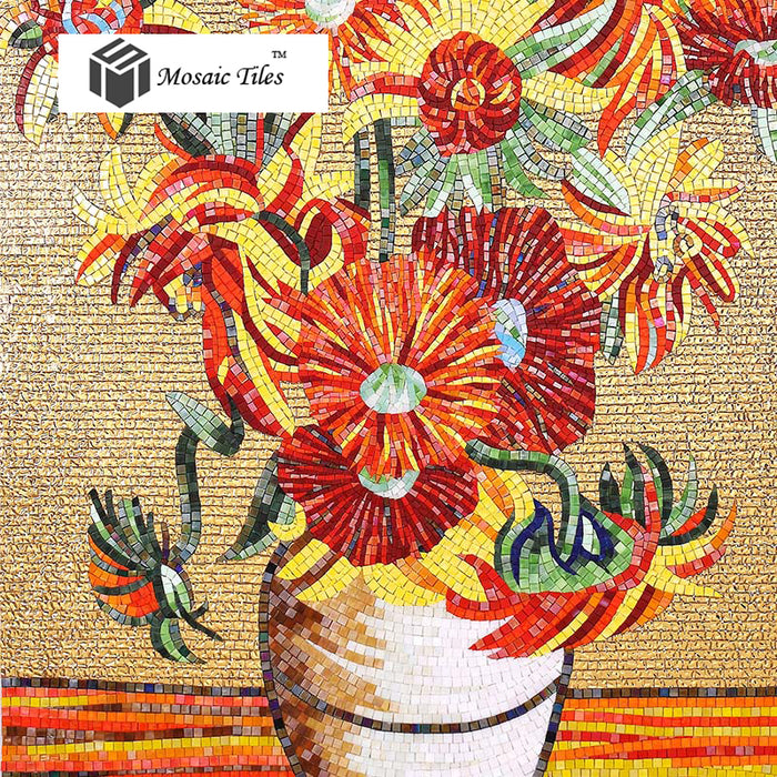TST Mosaic Murals Sunflower Van Gogh Oil Painting Customized Mosaic Art TSTBSM002