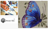 TST Mosaic Mural Blue Red Pink Hydrangea Flower Butterfly Hotel Studio Wall Deco