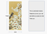 TST Mosaic Mural Yellow White Flower Birds Handcraft Customized Art Wall