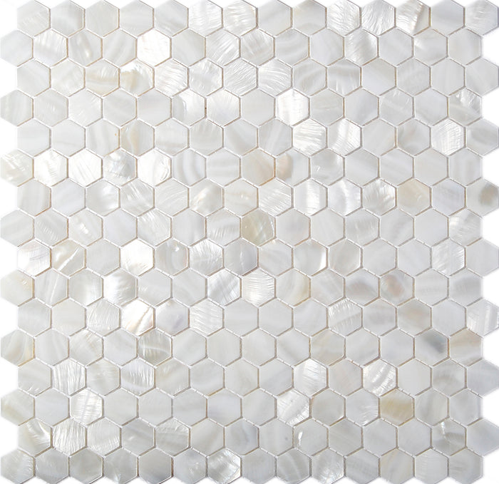 TST Mother Of Pearl Tiles White Hexagon Shinning Wall Deco Backsplash Shell