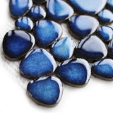 Pebbles Tile for Shower Floor Cobalt Blue Mosaic Tiles for Bathroom Flooring【Pack of 5 Sheets】