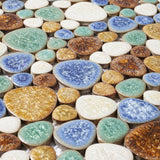 Parrotile Spring Matte Tiles Ceramic Pebbles for Shower Floor Bathroom Backsplash Mosaic Art Tile Box of 5 Sheets PT83