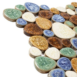 Parrotile Spring Matte Tiles Ceramic Pebbles for Shower Floor Bathroom Backsplash Mosaic Art Tile Box of 5 Sheets PT83