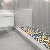 Pebbles Tile for Shower Floor Tan&Blue Mosaic Tiles for Bathroom Floor Accent Walls 【Pack of 5 Sheets】