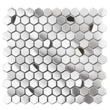 Silver Hexagon Stainless Steel Mosaic Tile Kitchen Backsplash Bathroom Shower Floor Accent Wall【Pack of 5 Sheets】
