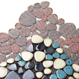 Pebble Mosaic Tile, Aqua Teal Blue Mosaic Tiles Mesh Mounted, Waterproof Ceramic Tile Flooring for Kitchen Bathroom Backsplash Shower Floor Pool【Pack of 5 Sheets】