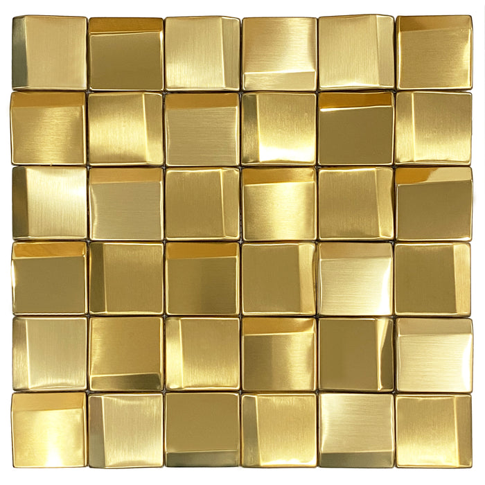 Gold Wall Backsplash Tile 3D Wall Panels Metal Mosaic Sheets for Wall Backsplash Hotel Lobby Bar【Pack of 5 Sheets】